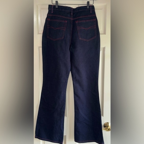 Carolina Blues Jeans Dark Blue trimmed in red straight cut jeans size 8 - Picture 3 of 3
